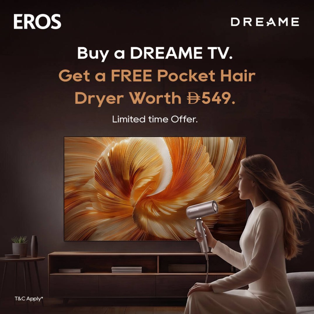 Buy A Dreame TV And Receive A Pocket Hair Dryer Worth AED 549
